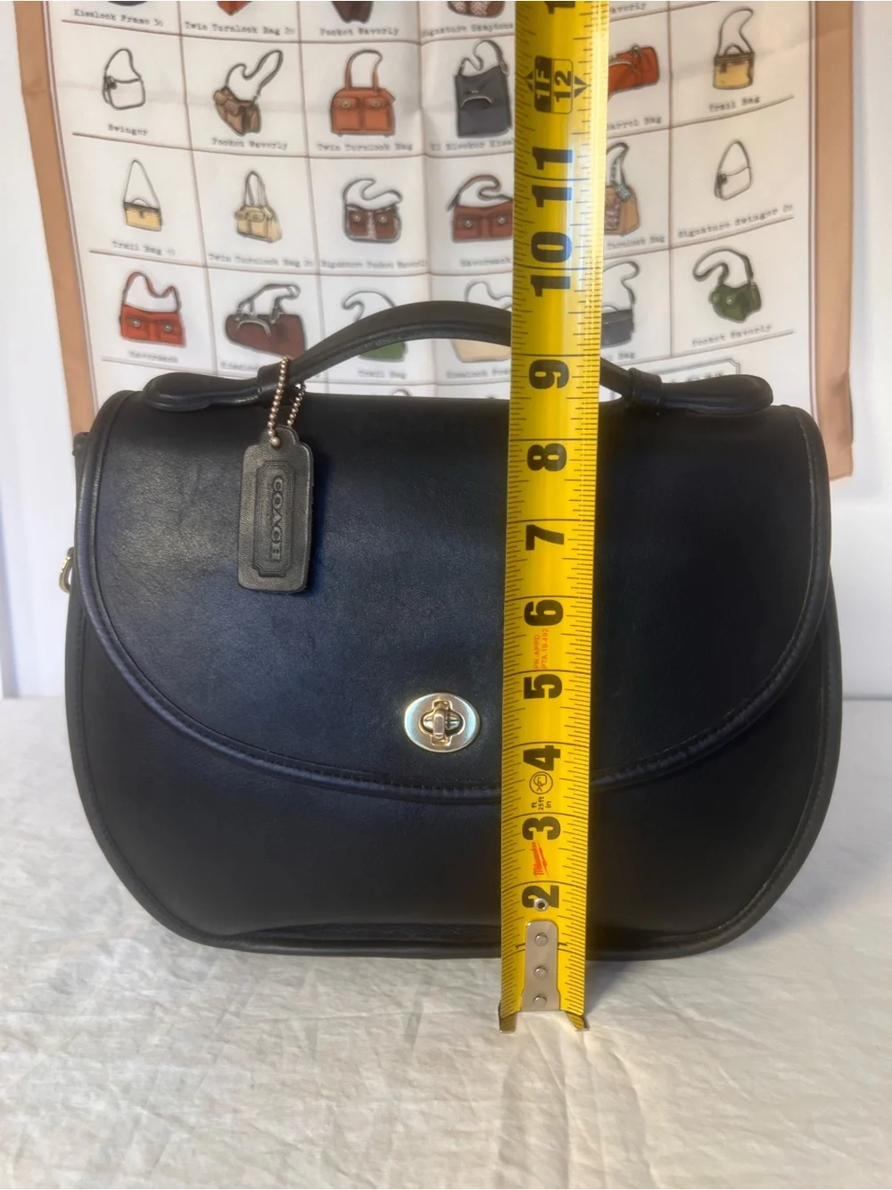 Vintage Coach Black Leather Plaza Bag